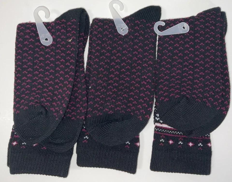 NUEVO CON ETIQUETAS 3 pares de calcetines Merona para mujer - negros/rosa - talla 4-10 Foto 2 de 3