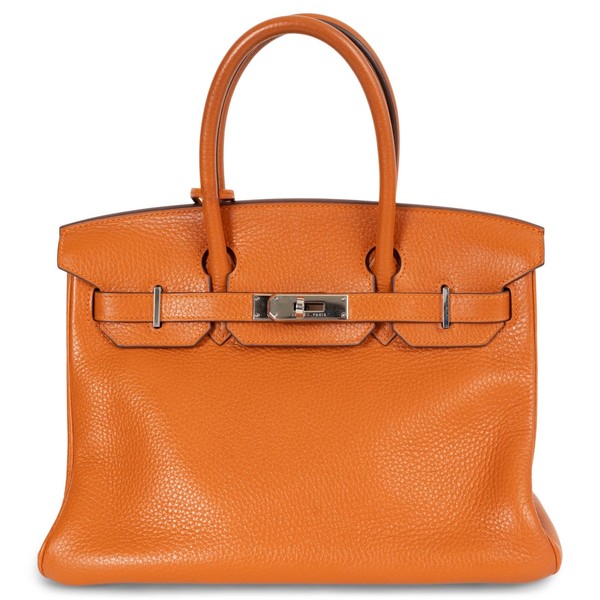 73090 authentische HERMES Potiron orange Togo Leder BIRKIN 30 Tasche Phw