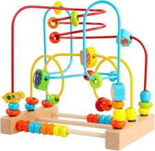 Wooden Toys with Animals Graphics Bead Maze Game Educational Abacus B...
