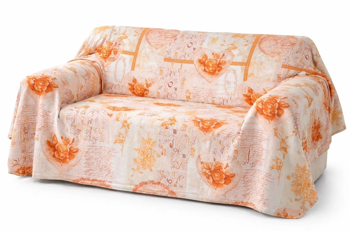 Telo Copritutto Multiuso In Cotone Granfoulard, Colore Shabby Rose, 270x280 Cm. Prodotto 100% Made In Italy Da Euronovita'. Bordato, Lavabile In Lavatrice. Ideale Per Divani E Letti.