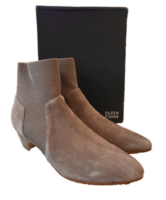Eileen Fisher Women's Muzy Bootie Earth Gray Size 10 MSRP $240 NEW in box Suede