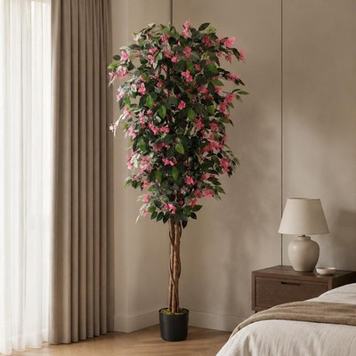 Künstlicher blühender Baum dunkelrosa 180 cm (6 Fuß) realistische Wohndeko Indoor Faux