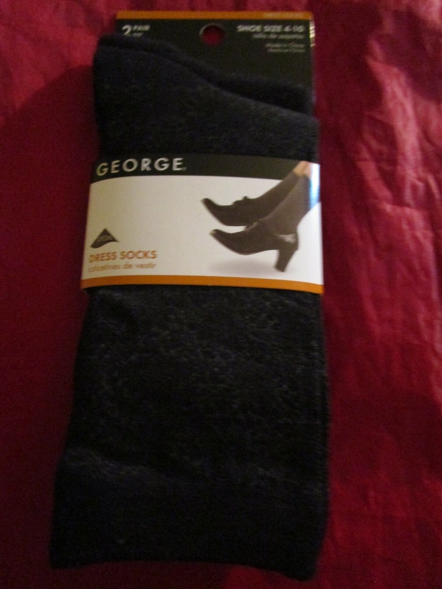 4 Pair Women's George Dress Socks Shoe Size 4-10 Black