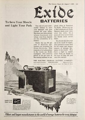 #ad 1920 Print Ad Exide Batteries Electric Storage Battery Co.PhiladelphiaPA $19.78