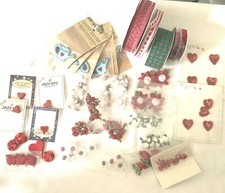 Valentine Crafting Lot of 130 Pieces Decorate Picture Frames Fabric Ribbons Etc