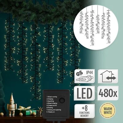 Cadena de luces con 480LEDs blanco cálido luz de navidad impermeable 8 modos 1m - Imagen 1 de 4