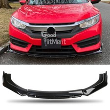 For Honda Civic Type R 2015+ Front Bumper Lip Spoiler Splitter Glossy Black