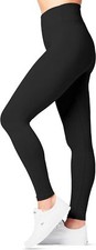 Black Leggings High Waisted for Women, Full Length by SATINA  One Size 