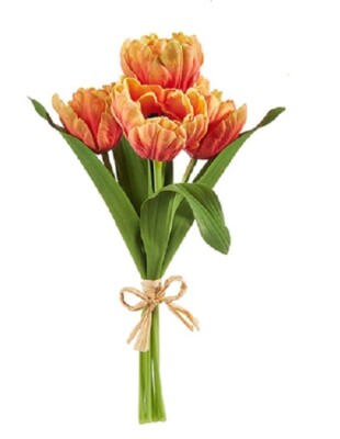 Raz Imports, 15'' Real Touch Parrot Tulip Bundle - Orange (F4302054B)