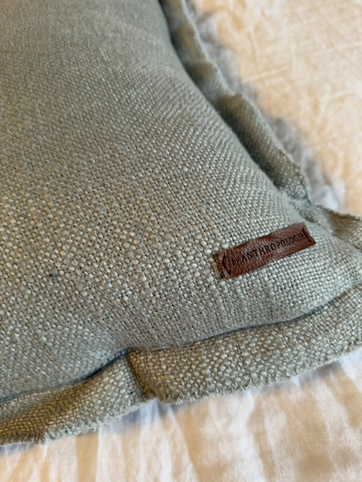 Funda de almohada ONE Anthropologie Luxe mezcla de lino simulada 18x18 espuma de mar Foto 4 de 4