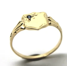 Size K, Kaedesigns New Genuine  9ct Yellow Gold Blue Sapphire Shield Signet Ring