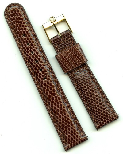 Marrone 18mm Originale Lucertola MB Cinturino Pelle \u0026 Oro Vintage Omega  Fibbia | eBay