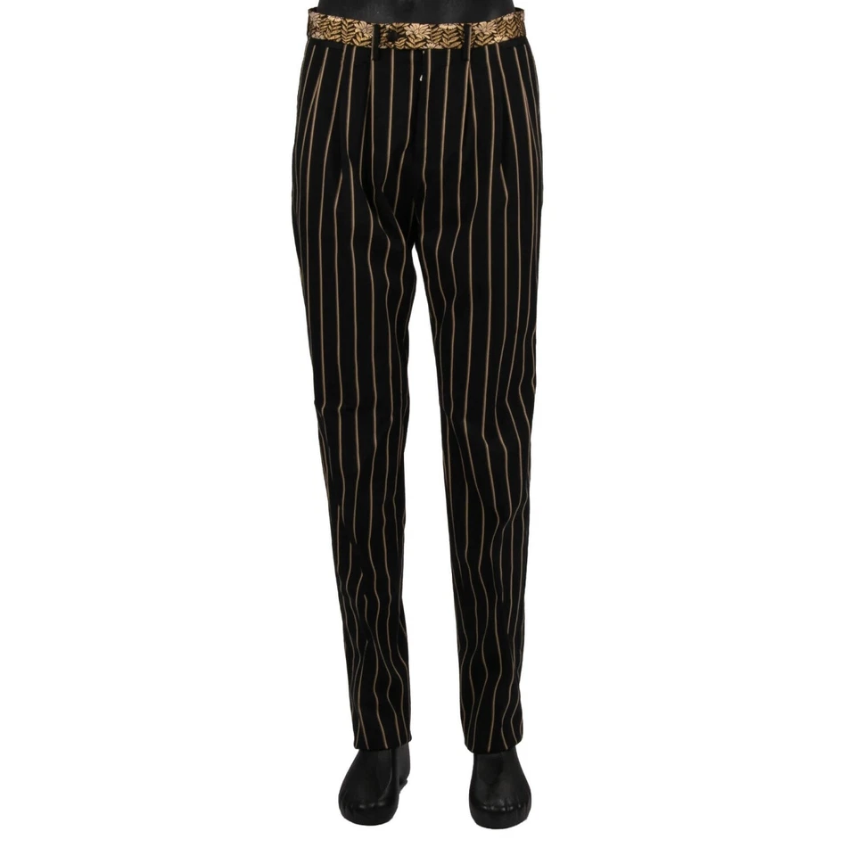 DOLCE & GABBANA Flor Rayas 3 Piezas Jacquard Traje Chaqueta Dorado Negro 13675 Foto 2 de 4