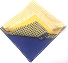  125 Tommy Hilfiger Mens Blue White Handkerchief 4 Way Check Solid Pocket Square