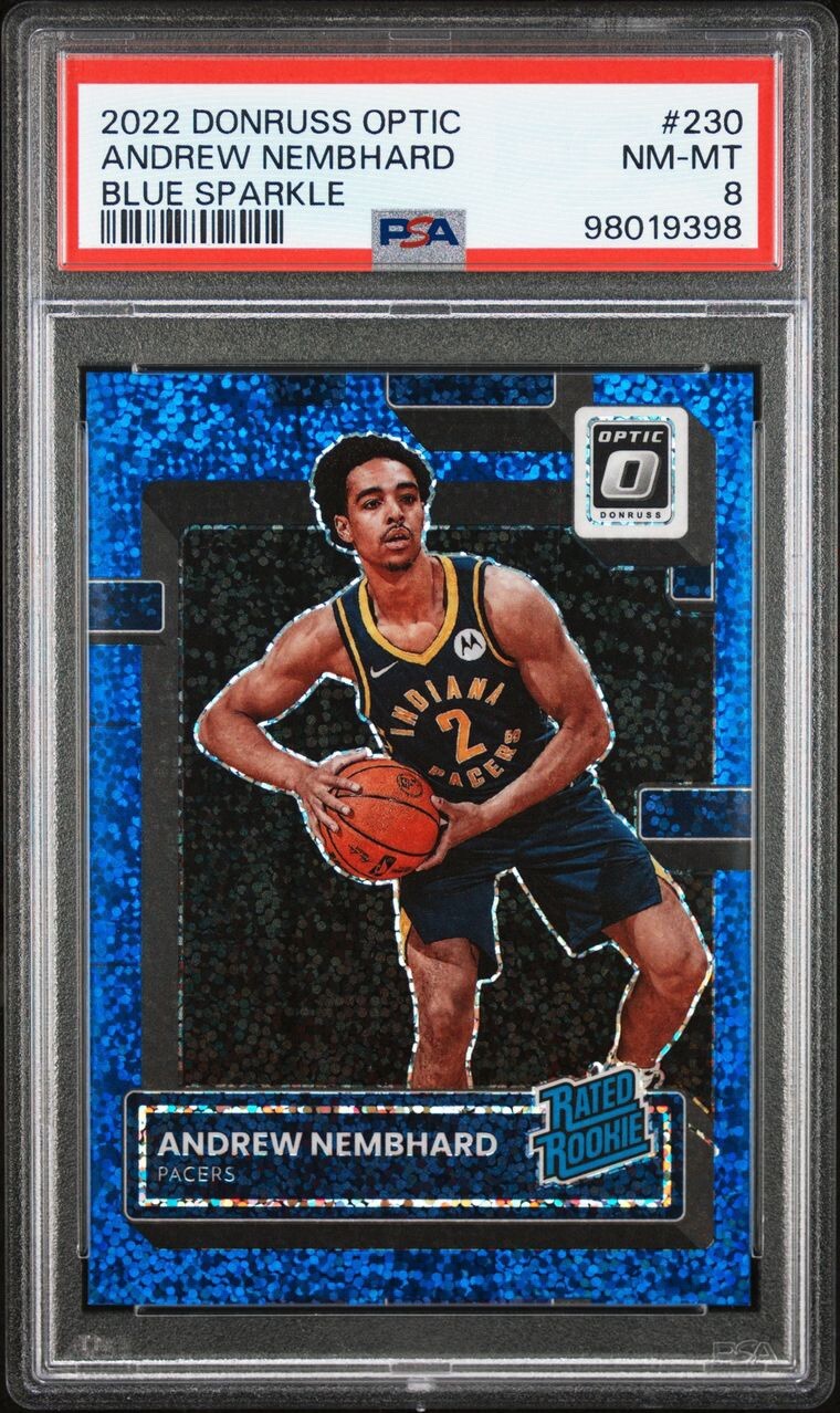 2022-23 Donruss Optic Blue Sparkle #230 Andrew Nembhard Rated Rookie /180