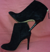 Sam Edelman Leather Suede Black Stiletto Heels Zip Back Size 6.0 Excellent