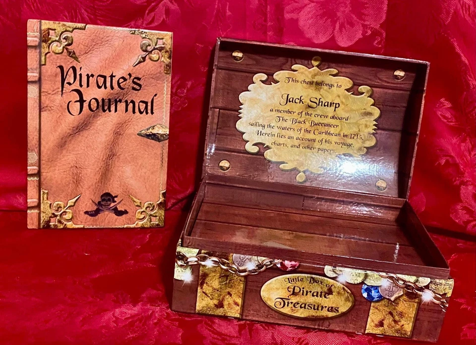 Barron’s Little Box Of Pirate Treasures Jolly Roger Bandera Diario Carteles Mapa Foto 4 de 4