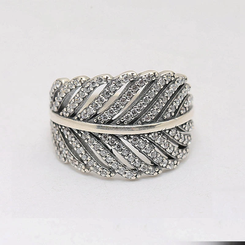 Authentic 925 Sterling Silver Light as a Feather Ring Clear CZ