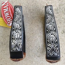 Showman Black Engraved Western Horse Saddle Show Stirrups Rodeo Barrel Racing
