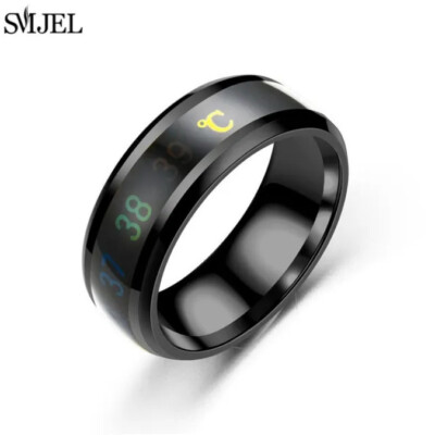 Body Temperature Ring Black size 10 Smart Sensor Stainless Steel Digital 