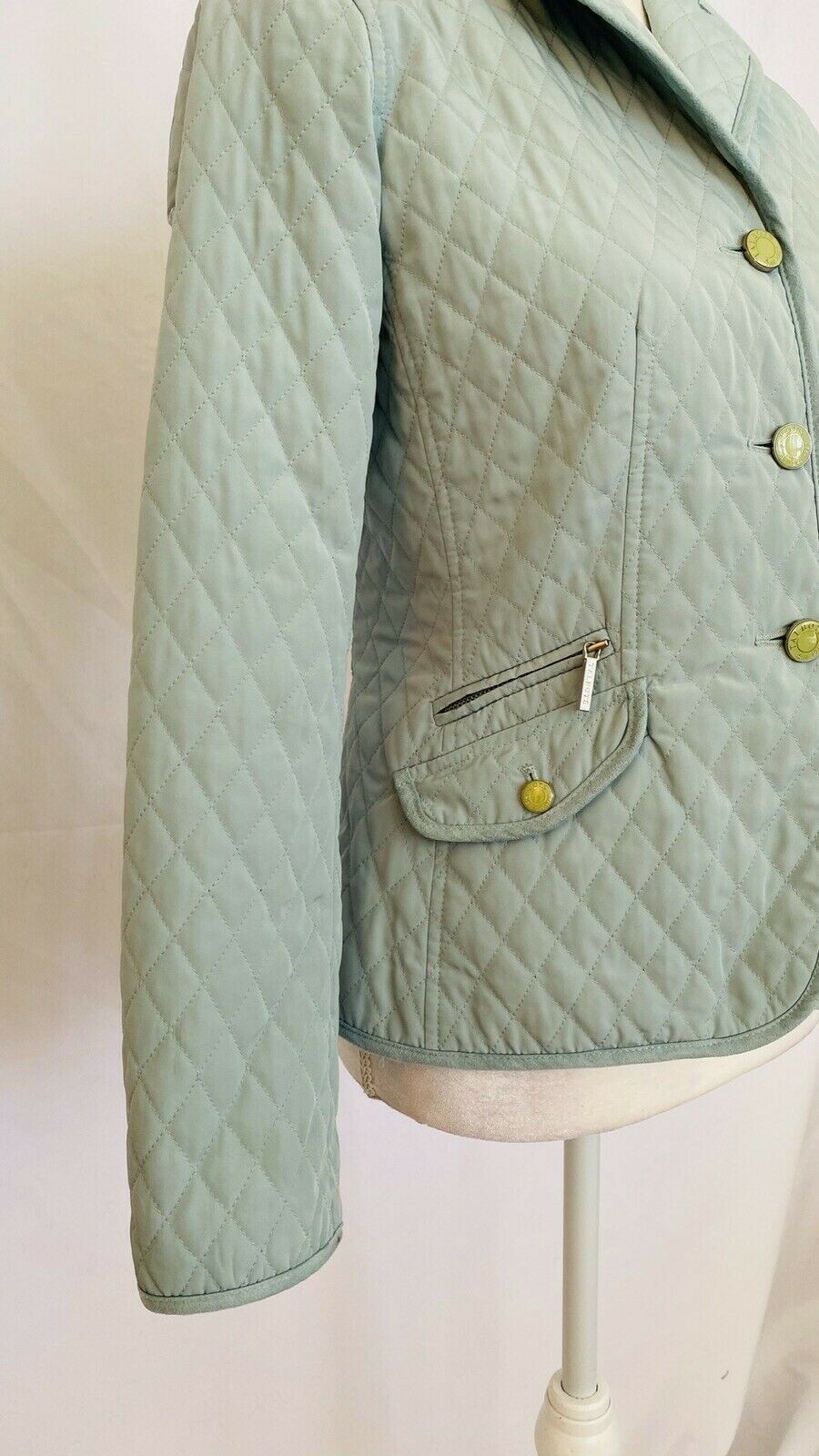 Talbots Petite’s mint green quilted jacket button dow… Gem