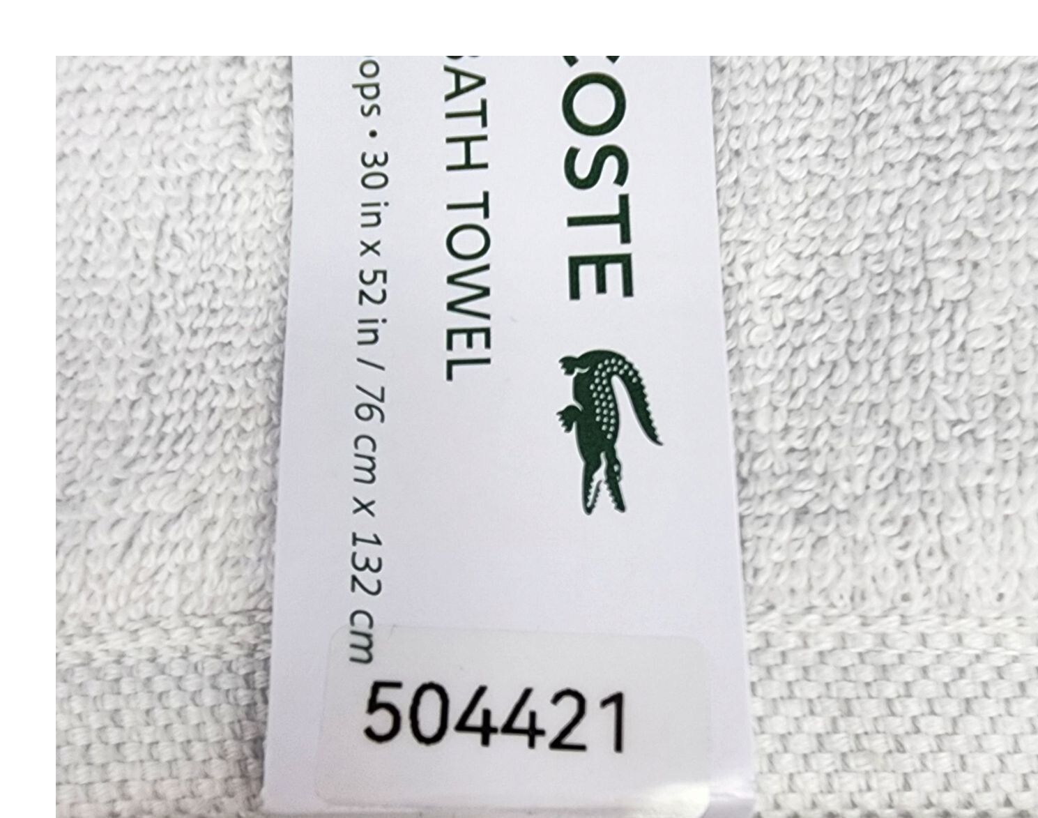 Lacoste Bath Towel 30" X 52" Gray / White 100% Cotton Highly Absorbent Low Lint thumbnail 8
