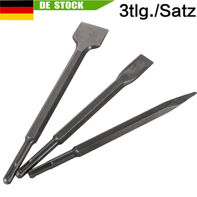3Tlg SDS-Plus Meißel Für BOSCH-Meissel Heller Spatmeißel Spitzmeißel Flachmeißel