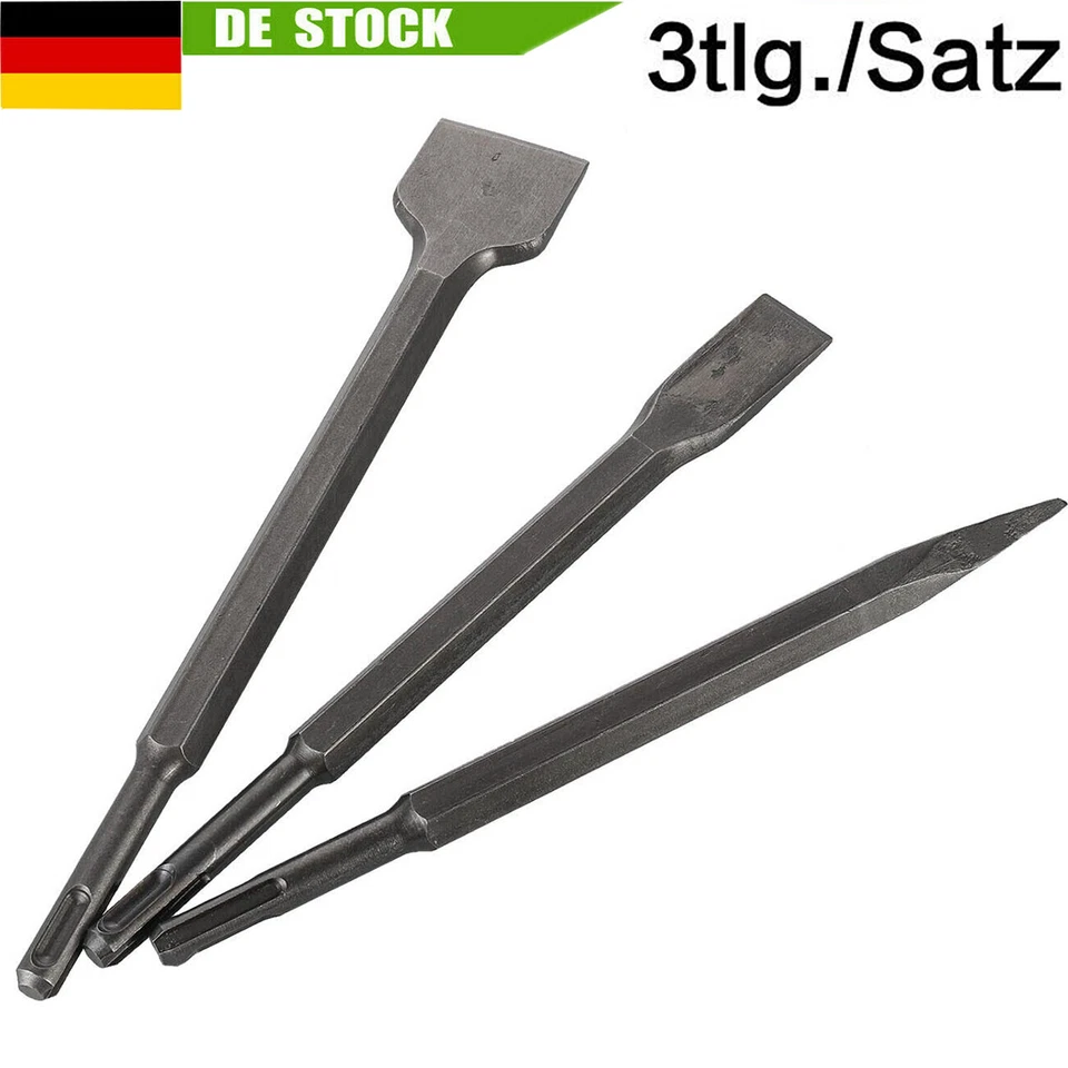 3x Für BOSCH-Meissel Heller SDS-Plus Meißel Spatmeißel Spitzmeißel Flachmeißel - Bild 2 von 4