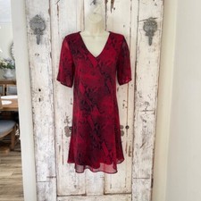 Calvin Klein Size 6 Woman's Red Black Snakeskin Animal Print Shift Career Dress