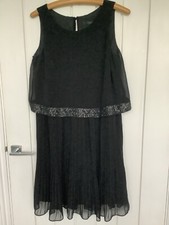 COAST SIZE 10 BLACK SEQUINNED CHIFFON PARTY DRESS