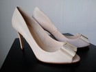 Peter Kaiser Peep Toe High Heel Leather Pumps with Bow and Buckle Detail UK 6.5