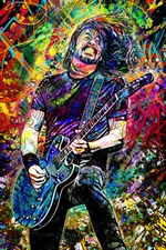Dave Grohl Canvas Art Print, Foo Fighters Painting, Rock Music Artwork