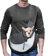 Yudodo Pet Dog Cat Sling Bag Pouch Carrier Travel Black Gray Small S 3-5.5 Lbs