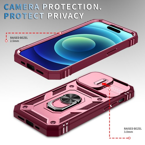 For iPhone 15 16 Pro Max 14 13 12 11 XS Ring Holder Stand Case Slide Lens Cover - Picture 34 of 102