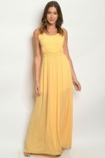 Yellow Scoop Neck Maxi Dress Size Small Strappy Back Sleeveless 