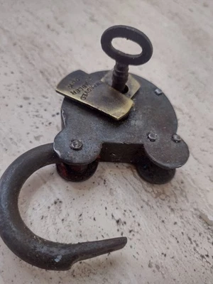 Antique Victorian "Improved Tumbler Lock" Padlock & Key  - Image 1 of 4