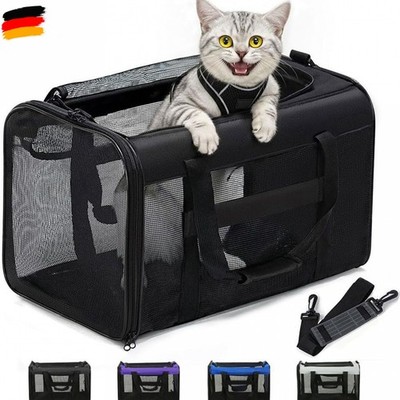 Conlun Katzentransportbox,Weiche Katzentransporttasche mit 4-seitigem Netz,