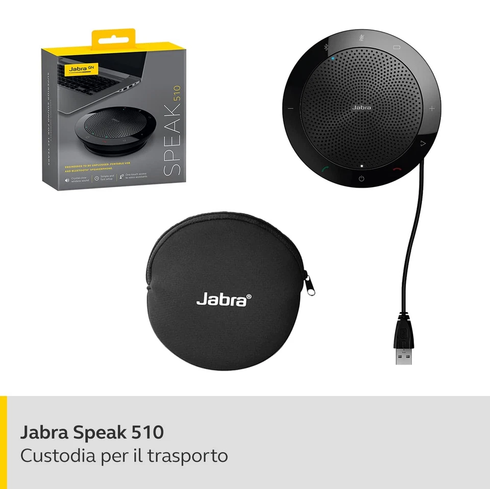 Jabra Speak 510 Altoparlante USB e Wireless Bluetooth UC Nero - Immagine 2 di 4