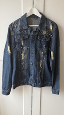 HERREN JEANS JACKE BIKER VINTAGE RETRO COWBOY USA USED LOOK NIETEN WILDER WESTEN