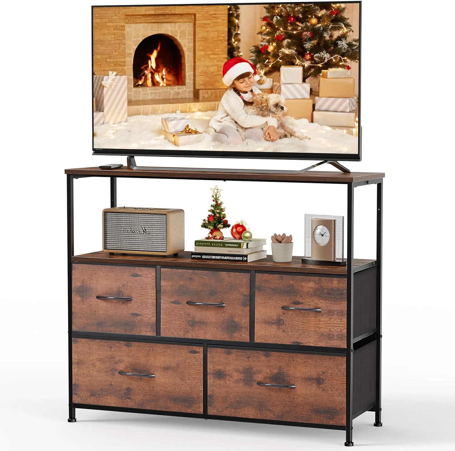 With 5 Drawers & Open Shelf For 45" Tvs