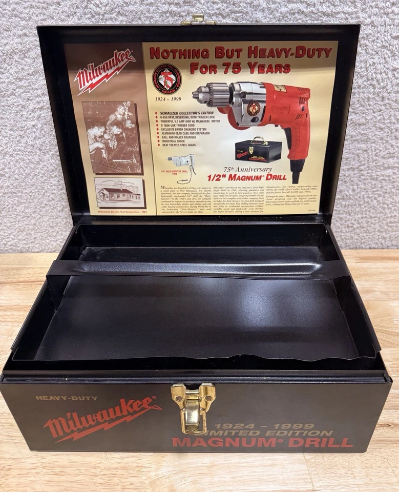 Taladro de accionamiento Milwaukee Heavy Duty Magnum 1/2. 75 Aniversario  Foto 3 de 4
