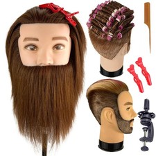 Male Mannequin Head With Beard 100 Human Hair Barber Training Practice