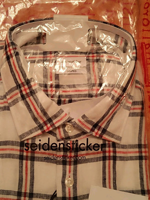 Geniales stilvolles Hemd Leinen kariert weiß Seidensticker 44 45 XXL 17 NP99 