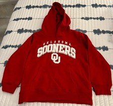 New Youth Fanatics Crimson Oklahoma Sooners Stacked Arch Pullover Hoodie Size Sm