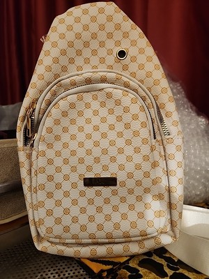 Women's White Multicolor Printed Mini Backpack Ladies Purse 