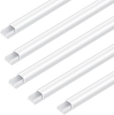 White Cable Trunking 12x8mm, Self-Adhesive, 40cm, Pack of 10 – Cable Management
