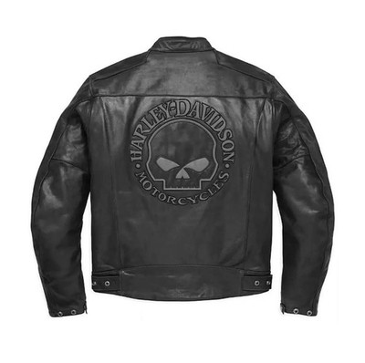 Harley Davidson Herren Motorradjacke schwarz Echt Rindsleder Bikerjacke