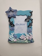 Sea World 3D Orca Glitter Coral 4x6 Picture Frame Killer Whale Shamu Open box