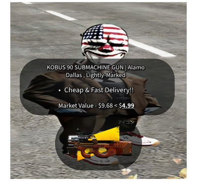 Payday 2 Item Skin (KOBUS 90 SUBMACHINE GUN | Alamo Dallas , Lightly-Mark)