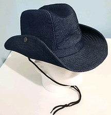 Men Retro Wide Brim Western Cowboy Denim Hat Fishing Hiking Sun Denim Bucket Hat